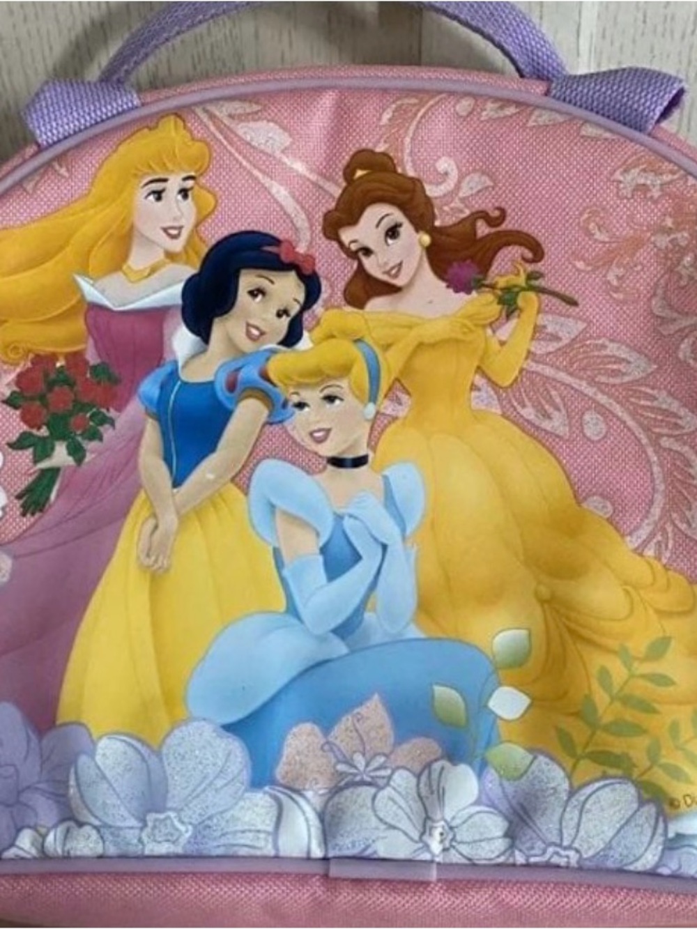 Disney Princess Pink lunch bag with Cinderella, Snow White, Belle, Aurora
